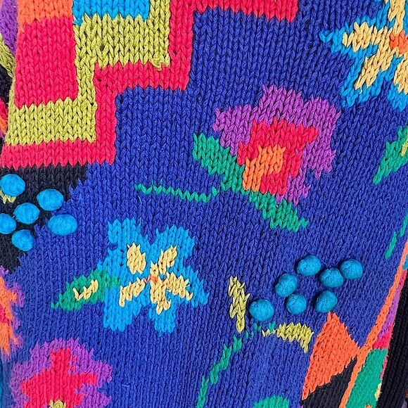 90’s Mixit Black Crew Neck Sweaters with colorful Artistic Designs Size M - Picture 6 of 11